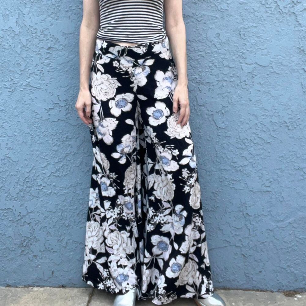 Floral Wide Leg Trouser Palazzo Pants Size Medium